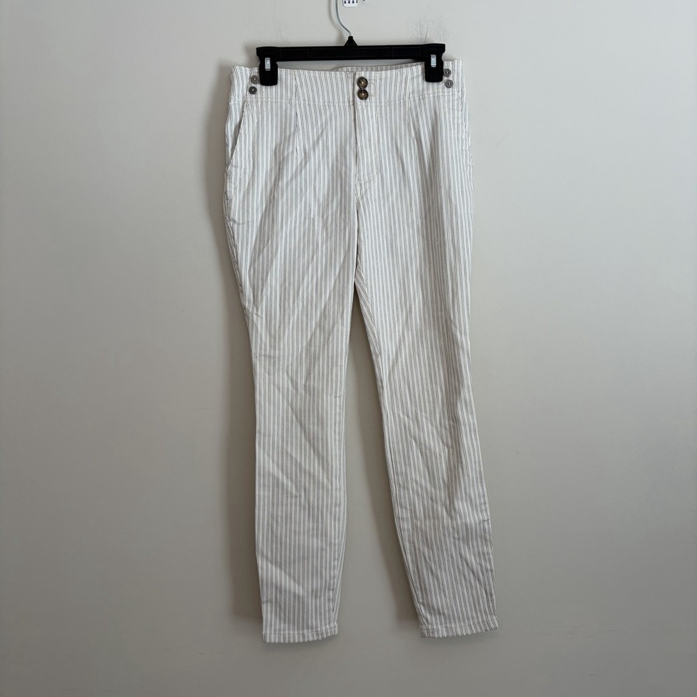 Pilcro and the Letterpress Sz 27 High Rise Striped Skinny‎ Jeans Striped White